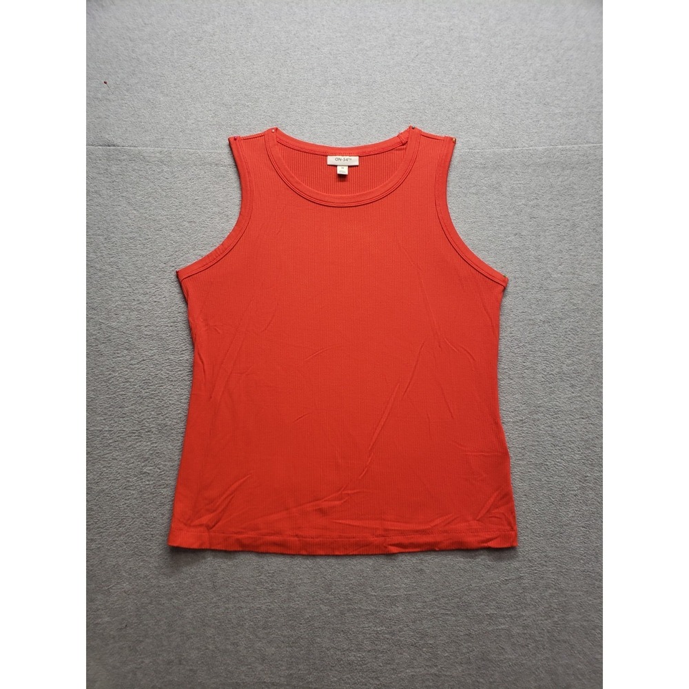 On 34th Women Tank Tops 2X Orange Crew Neck Sleeveless Pullover Comfort Casual‎